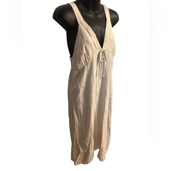 NWT linen blend Monteau cream midi dress - Picture 3 of 7